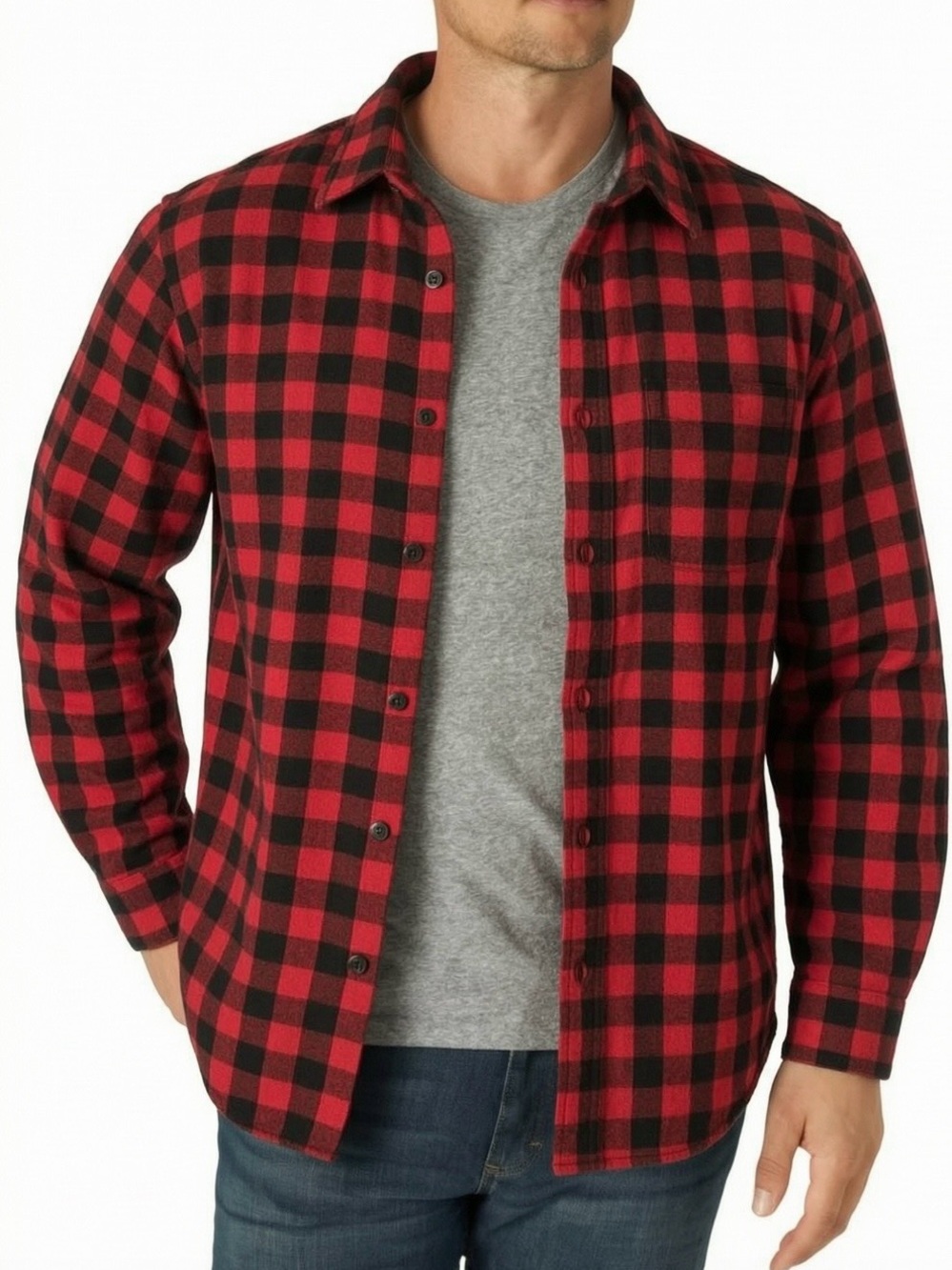 Noble Outfitters Men’s Sherpa Lined Button Down Flannel Shirt Jacket. Medium